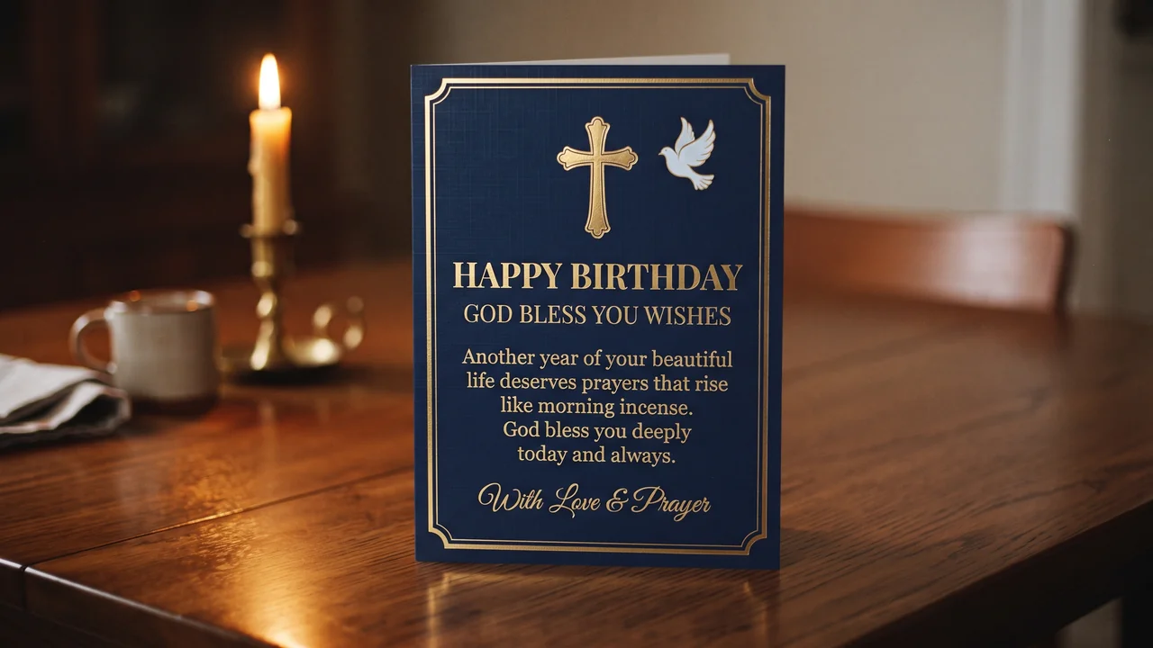 Happy Birthday God Bless You Wishes card
